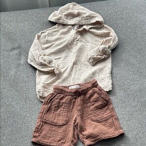 Zara Kids Brown Textured Shorts